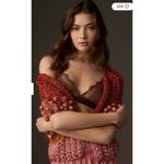 Anthropologie Cardigan Womens One Size Pink Orange Red Shine Deco Crochet Knit Photo 1