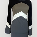 Hale Bob Color Block Sheath Dress Small Neutral Bell Sleeve Office Work Cocktail Photo 0