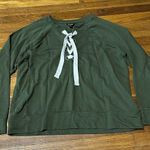 a.n.a Olive Green Lace-Up Front Sweatshirt, Large Photo 0