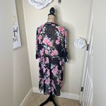 Torrid NTM: High Low Black with Floral Sheer Button Down Tunic or Dress Sz 1 Photo 12