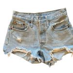 Levi's Levi’s 501 High Rise Denim Shorts Sz 24 Light Wash Cotton Distressed Button Fly Photo 2