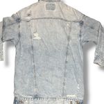 American Eagle Denim Jacket Sz Small Trucker Type III 3 Ripped Distressing Long Photo 4