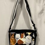 Y2K velvet trim cat lady bag canvas adj strap zipper closure Brown Photo 1
