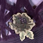 Vintage Y2K Purple Lattice Floral Sweater Size S Green Photo 3