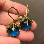 Dragonfly Faux Crystal Earrings in blue Gold Photo 0