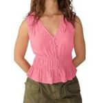 Sanctuary Button Front Featherweight Blouse Shirred Top Strawberry Ice NWT Large Photo 0