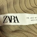ZARA Tan Turtleneck Ribbed Knit Cutout Ruched Long Sleeve Sweater Top Size S Photo 2