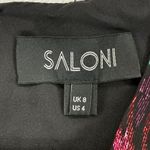 Saloni Dress Metallic Silk Blend Ruffle Tiered Long Sleeve UK 8 US 4 READ‎ Black Photo 4