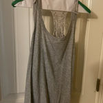Reborn Gray Tank Top Cotton Polyester Blend Woven Lace Heart Back Small Photo 0