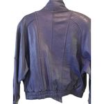 LNR Size M Vintage Cobalt High Collar Genuine Leather Jacket Snap Front Womens Size M Photo 3