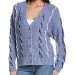 525 America Cardigan Cable Knit Periwinkle Navy & White Sweater XS NWT Revolve Photo 0