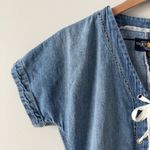 Lucky Brand Y2K Vintage Lace Up Dress Mini Denim Jean Short Sleeve 100% Cotton Photo 6