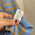 Talbots Metallic Stripe Turtleneck Sweater L Blue Tan Knit Winter Classic Preppy Photo 5