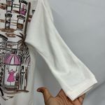 Kiss & Fly small Off White 3/4 Sleeve Shopping Girl Embellished Sweater Knit Top Photo 2