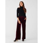 Faherty ππ Vintage Silk Velvet Genevieve Pant Wide Leg Maroon Banner Large NWT Photo 2