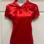 SheIn VCAY Red Twist Front Keyhole Back Satin Blouse Photo 3