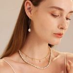 18K Gold Filled Long Dangle Pearl Earrings For Women Photo 5