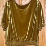 Madewell  Velvet Smocked Crossover Wrap-Style Top Blouse in Antique Gold‎ Size XL Photo 13