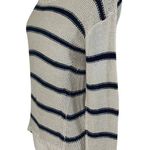 Quinn cream black striped sweater ladies small hi low long sleeve round neck Photo 2