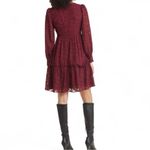 Eliza J NWT Floral Lace Long Sleeve Tiered Dress Wine Maroon Ruffle Size 6 Photo 1