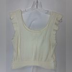 Madden NYC Cream Knit Tank Ruffles & Floral Crochet Trim XL Photo 1