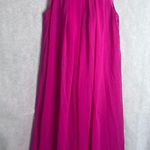 LT Lan Ting NWT Hot Pink Pearl Collar Aline Chiffon Overlay Midi Dress Sz SM Photo 13