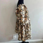 Storia Black Brown Orange Fall Winter Floral Babydoll Dress Puff Sleeves Size S Photo 3