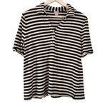 Chico's Chico’s 100% linen striped utility polo shirt size L Photo 9