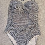 Nip Tuck Swim Size 12 Nautical Halter Blue and White One Piece Underwire Photo 0