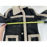 Badgley Mischka  Overcoat Jacket Sz M Faux Shearling Leather Black Aviator​ Photo 11