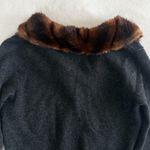 Ralph Lauren Sweater Cardigan Womens P Wool Angora Cashmere Faux Fur Collar Gray Photo 1