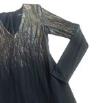 Fifteen Twenty Black Bodycon Dress Long Sleeve Silver Metallic Size Small Womens Photo 3