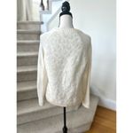 White+Warren Cream Leopard Print Leather Trim Wool Blend Sweater Size L Photo 2
