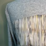 Anthropologie Sheer Chiffon Back Grey Striped Cardigan Sweater - size medium Photo 3