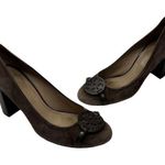 Tory Burch  Shoes Women’s 10.5 Brown Mini Miller Block Heels Suede Logo Pumps Photo 0