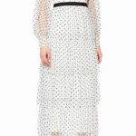 Alice McCALL Mysteria White Polka-Dot Tiered Tulle White Long Sleeve Midi Dress Photo 0