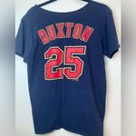 Majestic MN Twins T-Shirt. Women’s M. Buxton. Cut out neck for off the shoulder look Photo 2