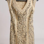 Sue Wong Dress Ivory Embroidered Beaded Leaf Pattern Sleeveless V-Neck 0 Photo 0