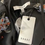 Ro & De NWT Black Strappy Floral Embroidered Open Shoulder Top Size Medium Photo 8