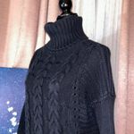 EXPRESS Size XS Charcoal CableKnit Turtleneck 3/4 Sleeve Sweater Photo 2
