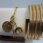 Gold Bracelet Bundle | Snake Coil + Coin Charm Chain Set Photo 0