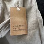 NEW POPLOOKS Linen Wide Leg Pants Tan Plus Sz 2X Hi Rise Comfy Fold Over Waist Brown Photo 4