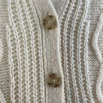 American Eagle  Small Cardigan Sweater Cable Knit Oversized V-Neck Wool Cream Photo 3