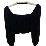 ZARA Velvet Cropped Off-The-Shoulder Party Top Black size Small Photo 3