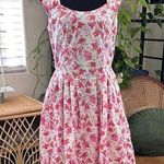 Vintage 80s/90s Honors Intimates Floral Drop Waist Back Button Sleeveless Dress White Size L Photo 0