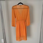 Moon River NWT orange & purple spotted v neck flowy 3/4 sleeve wrap dress sz M Photo 1