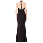 JS Collections JS Collection Sz 10 Black Lace Detail Sleeveless High Neck Halter Cocktail Gown Photo 3