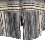 Maven West Blue White Grey Striped Collar V-Neck Roll Tab Split Hem Pullover M Photo 5