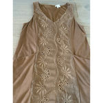 Black Swan  Tan Floral Embroidered Suede Mini Dress Medium Photo 1