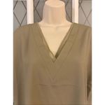 DKNY  V-Neck Chiffon Trim Top Sage Green Size Medium Photo 2